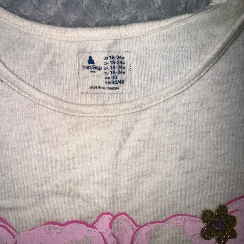 GAP Baby Girls 18-24M Pink Elephant Ruffle Tank Top